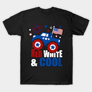 Kid Monster Truck Tee, Toddler Boys American Flag July 4th T-Shirt